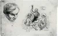 Paul Cézanne Cabaret scene, and head