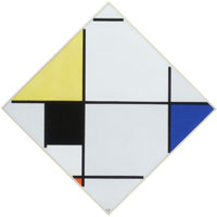 Piet Mondriaan Lozenge Composition with Yellow, Black, Blue, Red, and Gray