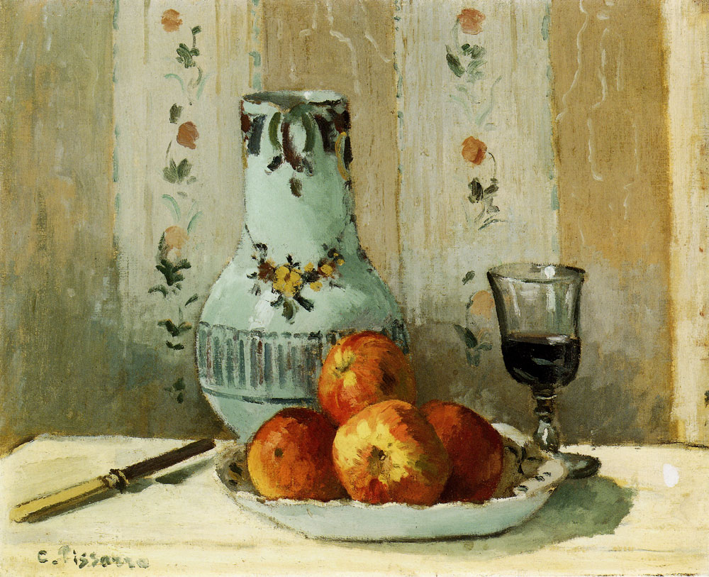 Camille Pissarro - Still life with apples and pitcher