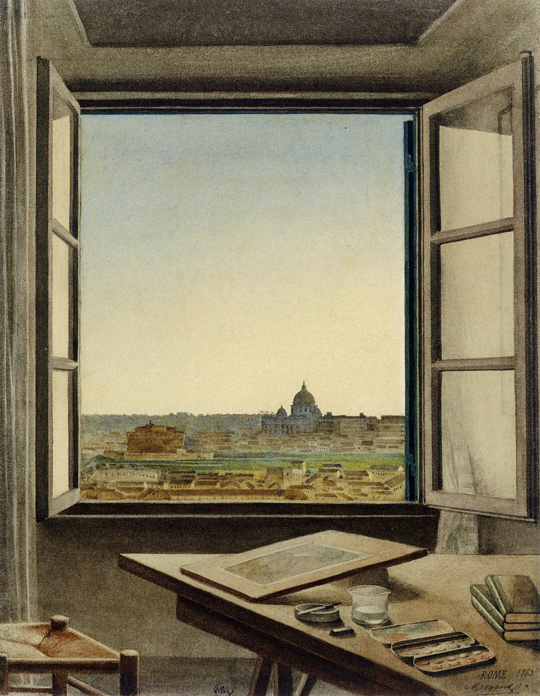 Constant Moyaux - View of Rome from the Artist's Room at the Villa Medici