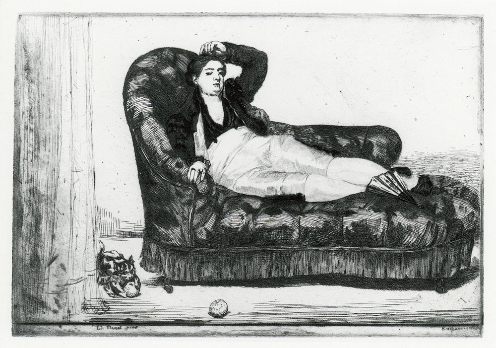 Felix Bracquemond after Edouard Manet - Young Woman Reclining, in Spanish Costume
