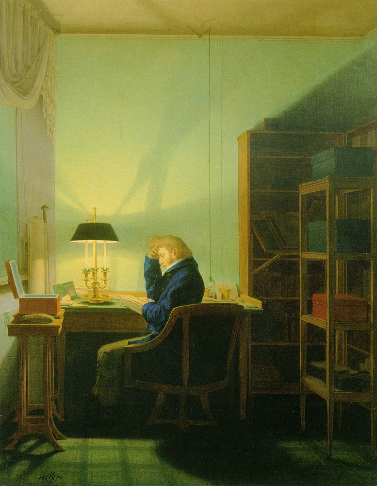 Georg Friedrich Kersting - Man Reading by Lamplight