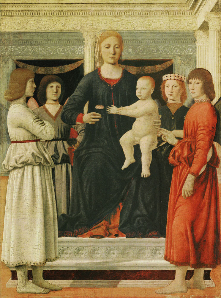 Piero della Francesco - Virgin and Child Enthroned with Four Angels