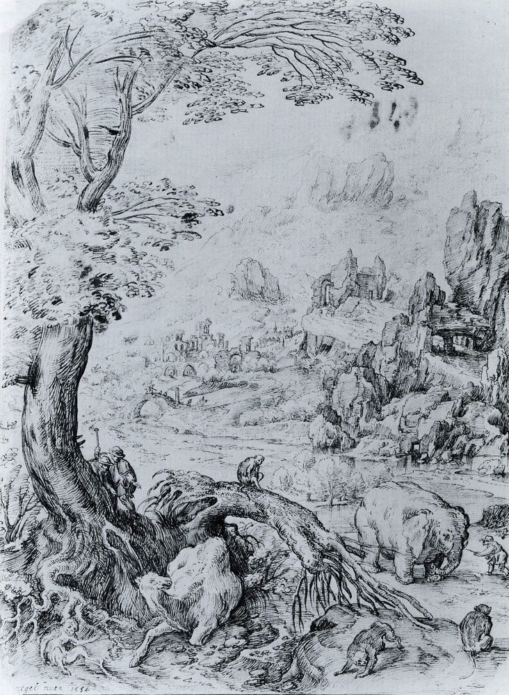 Pieter Bruegel the Elder (?) - Landscape with exotic animals