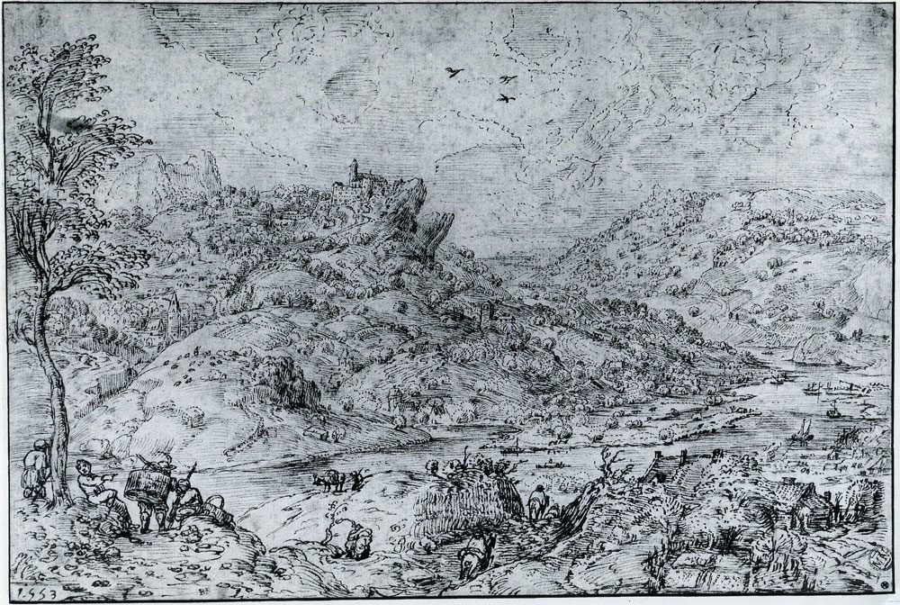 Copy after Pieter Bruegel the Elder - Mountain landscape with river and travelers