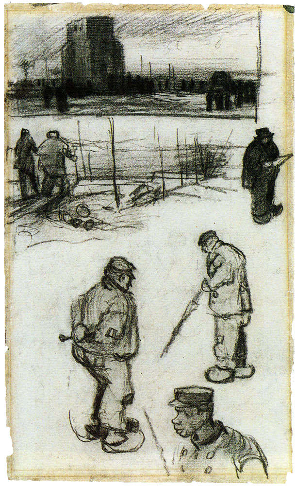 Vincent van Gogh - Sketches of the Old Tower and Figures