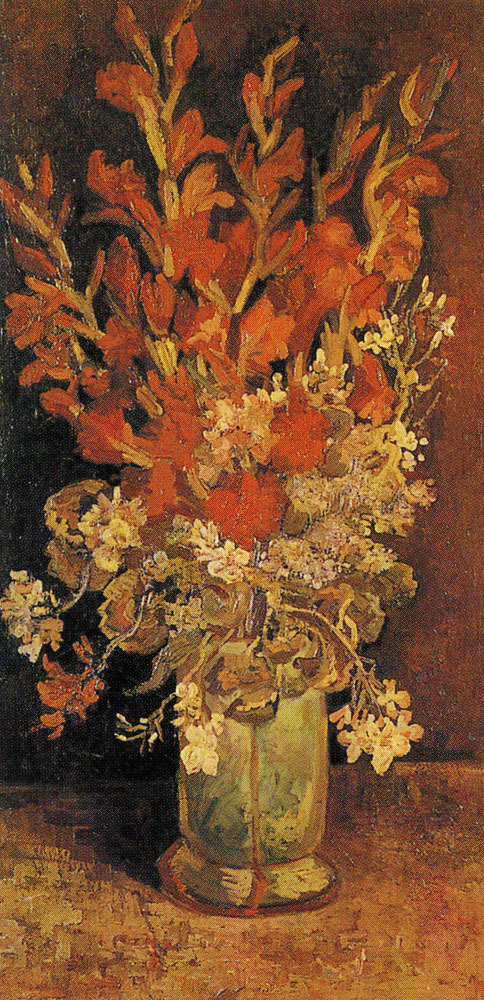 Vincent van Gogh - Vase with gladioli and other flowers