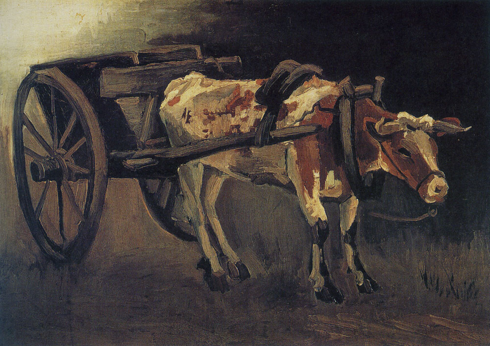 Vincent van Gogh - Cart with red and white ox
