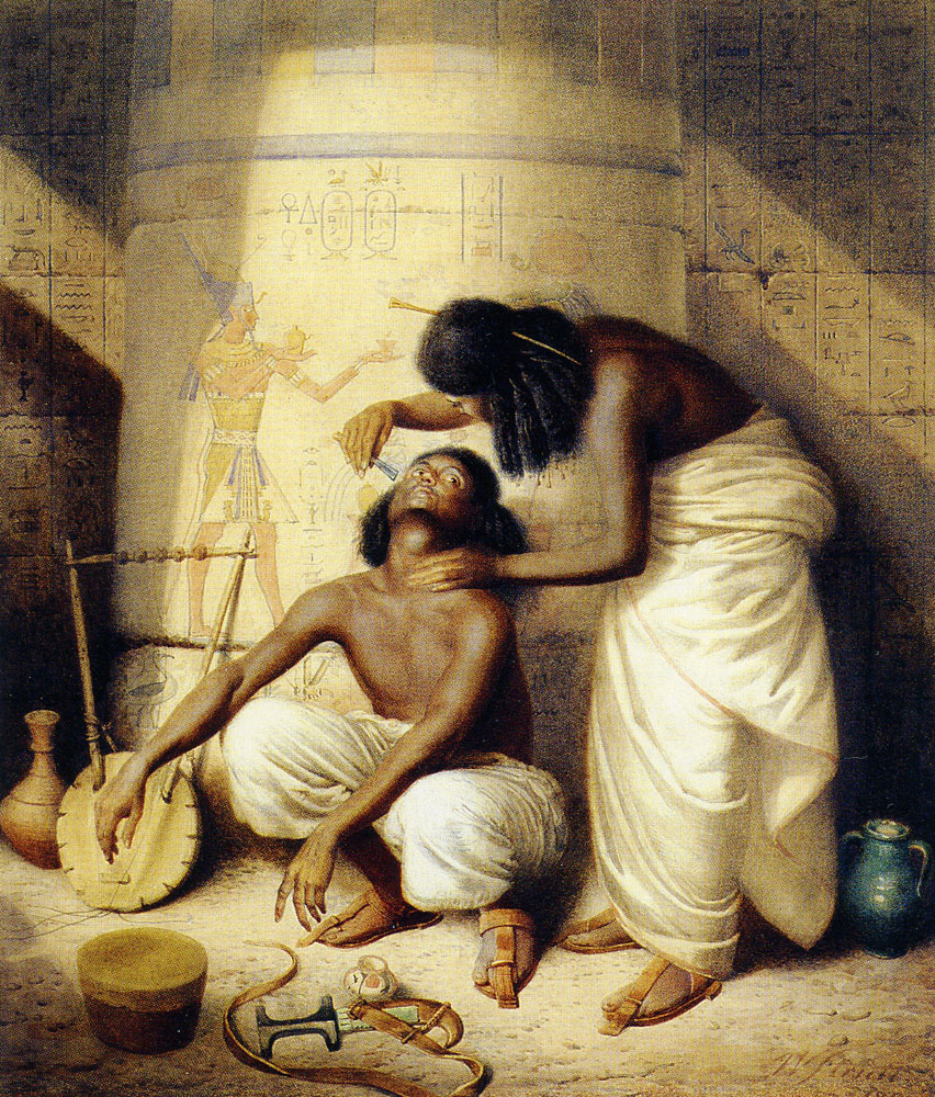 William Strutt - The Nubian barber plies his simple trade when Egypt's haughty kings in splendour reigned