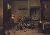 David Teniers the Younger Monkeys in a Kitchen