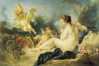 Studio of François Boucher - Seated Nymph with Flutes