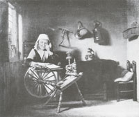 Nicolaes Maes Old Woman Reading at a Spinning Wheel