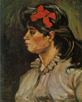 Vincent van Gogh Woman with a scarlet bow in her hair