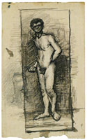 Vincent van Gogh Male Nude, Standing, Drawn over a Sketch