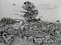 Vincent van Gogh Rocks with tree