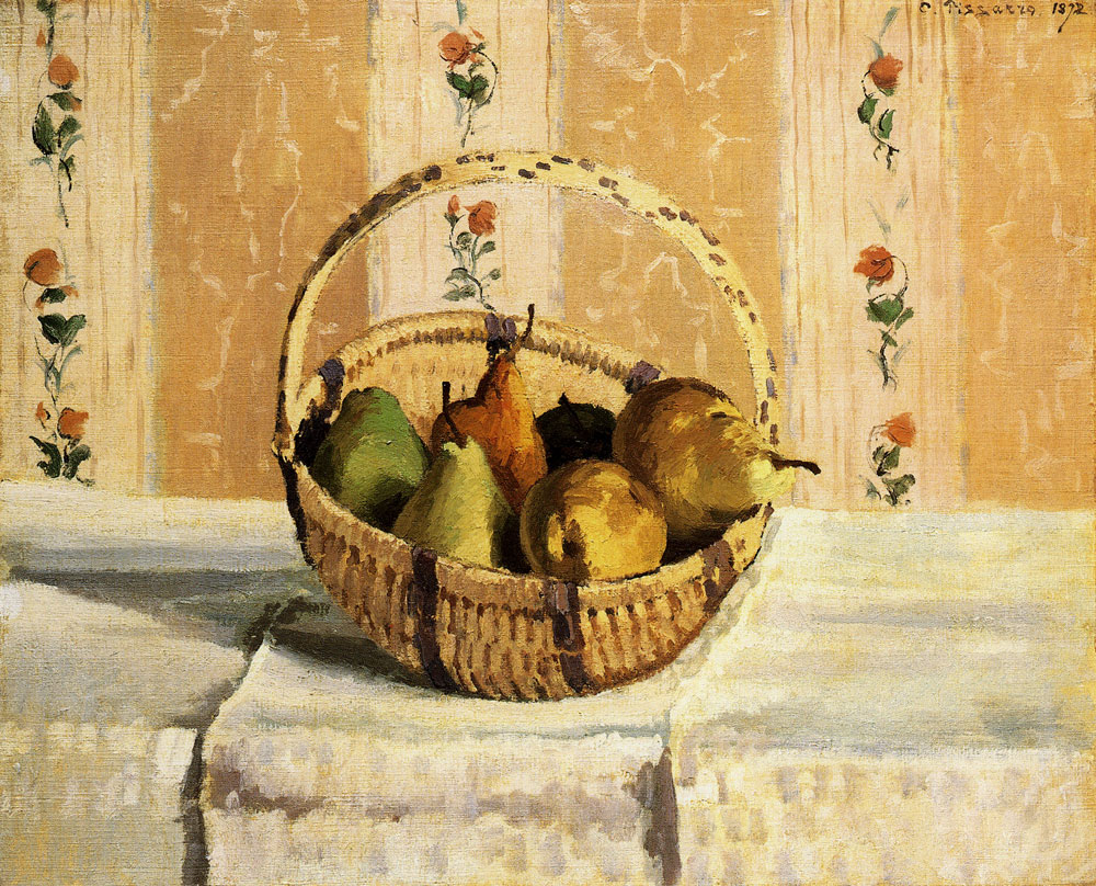 Camille Pissarro - Still life: Apples and pears in a round basket