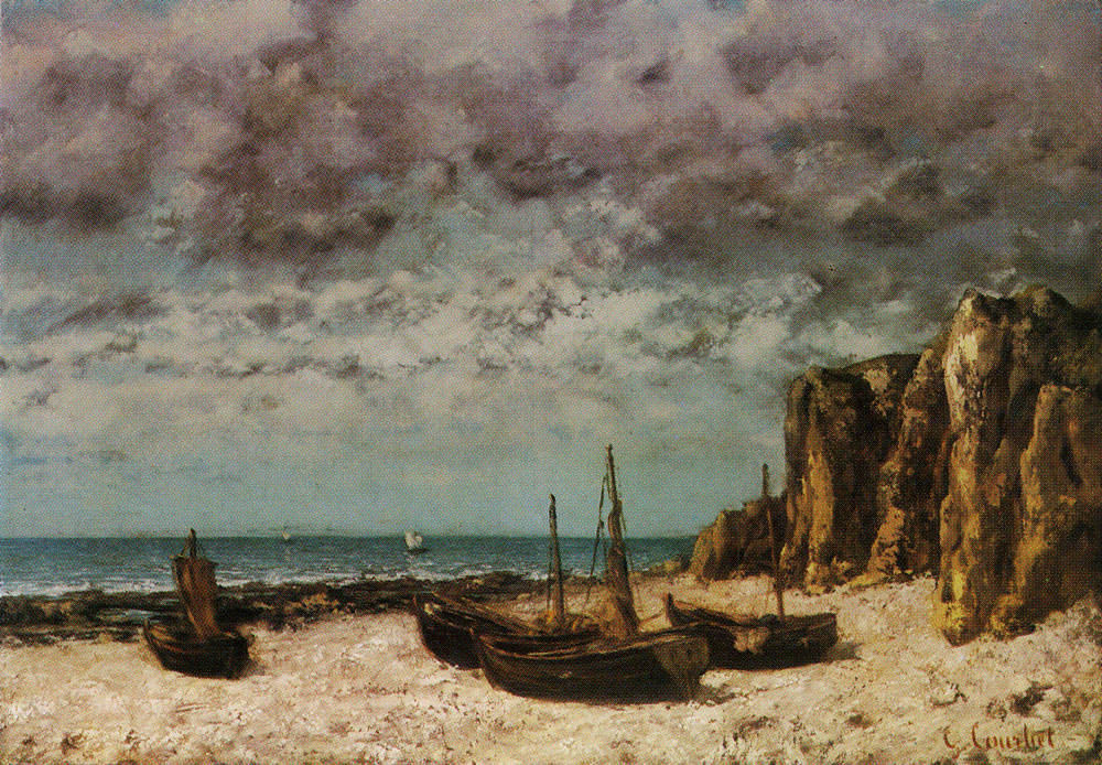 Gustave Courbet - Boats on a beach, Étretat