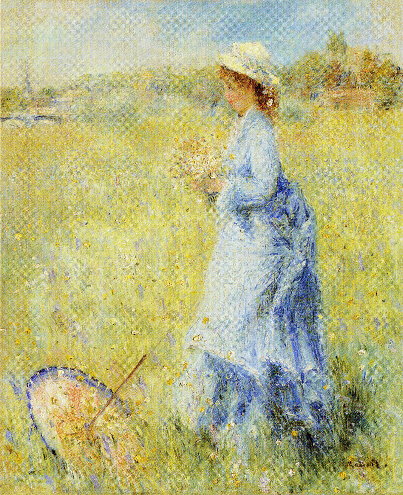 Pierre-Auguste Renoir - A Girl Gathering Flowers