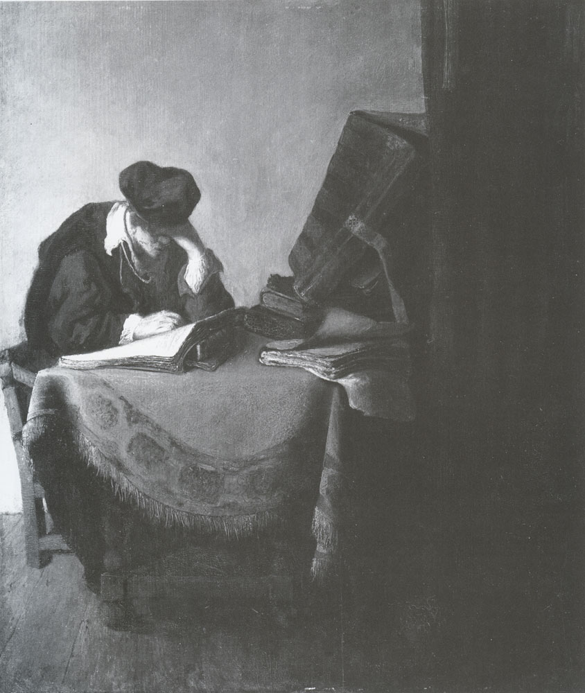 Anonymous School of Rembrandt - Young scholar reading in a study