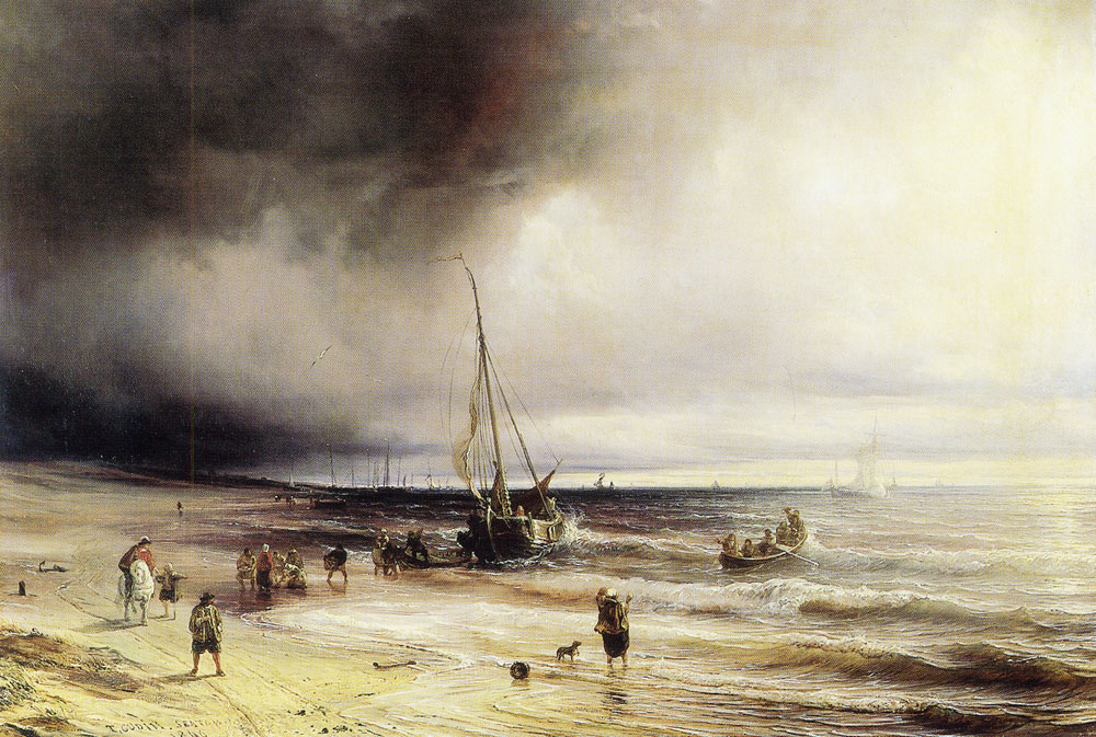Théodore Gudin - A Dutch Coast Scene