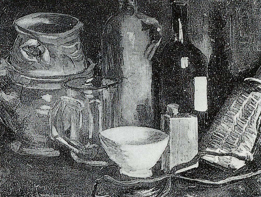 Vincent van Gogh - Still life with pots, jar, and bottle