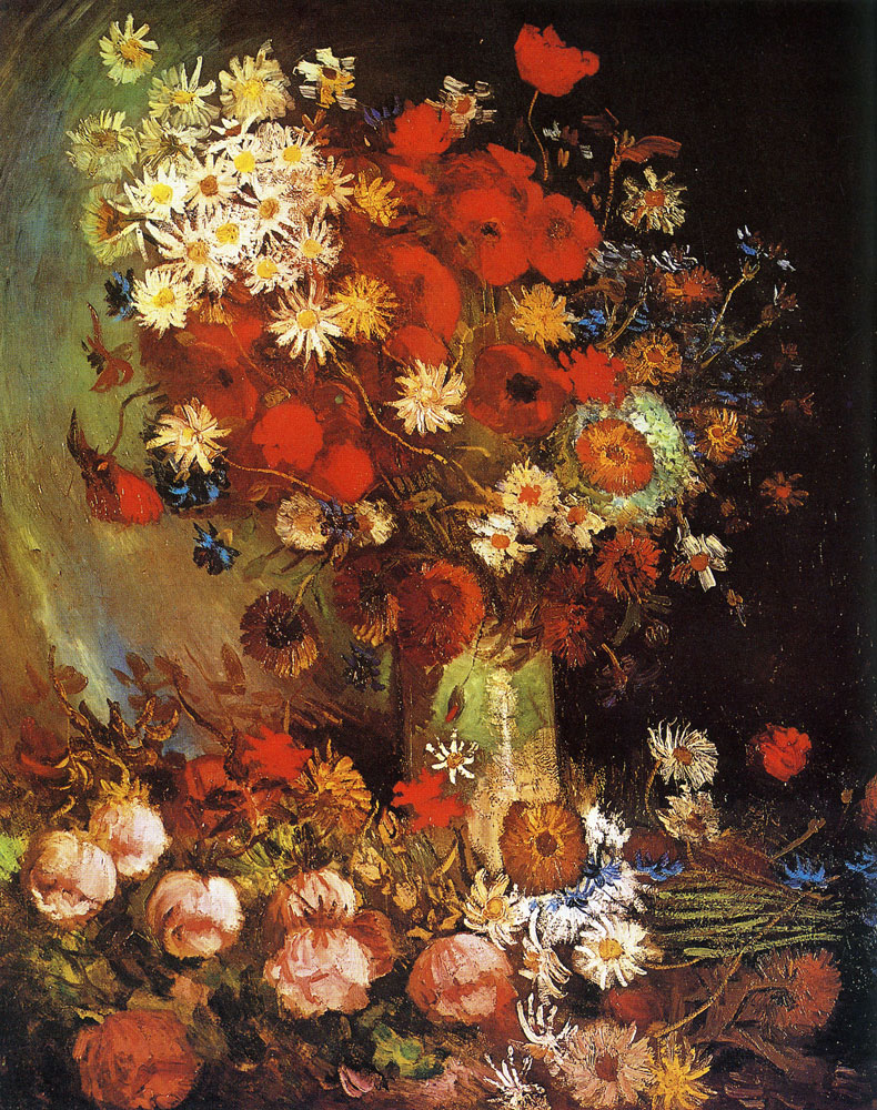 Vincent van Gogh - Vase with poppies, daisies, cornflowers, and peonies