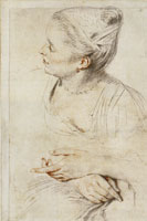 Antoine Watteau Study of a Woman's Head and Hands