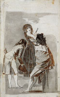 Francisco Goya Majo Watching a Gallant Bowing to a Maja