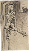 Vincent van Gogh Hanging Skeleton and Cat
