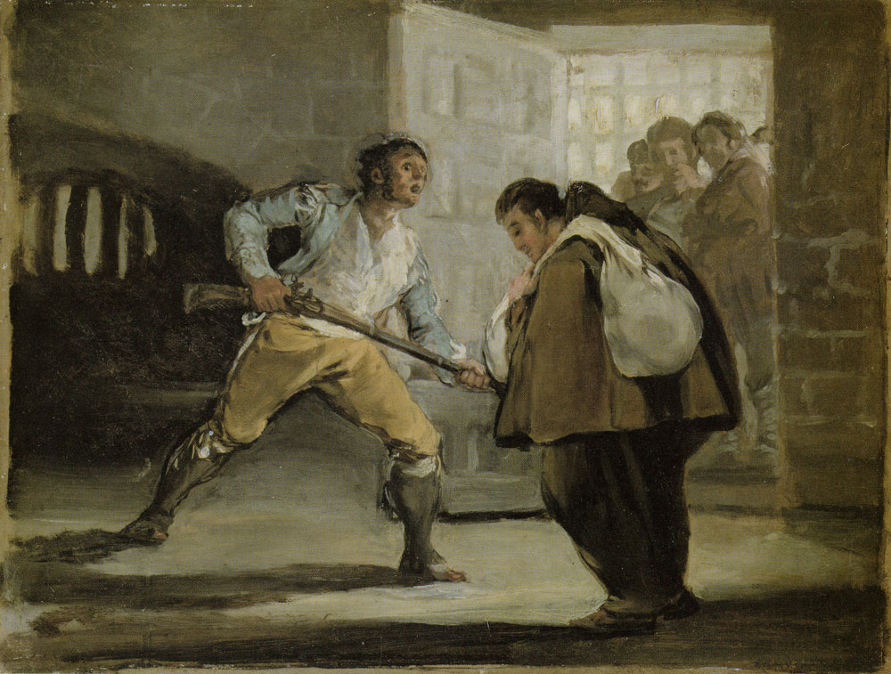Francisco Goya - El Maragato Threatens Friar Pedro de Zaldivia with his Gun