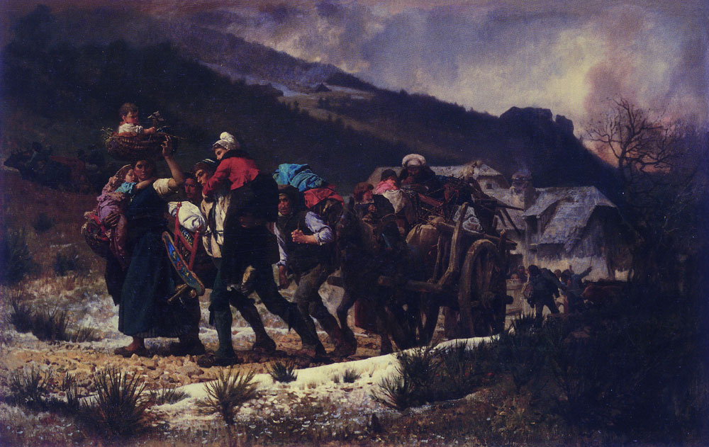 Gustave Brion - Vosges peasants fleeing before the invasion