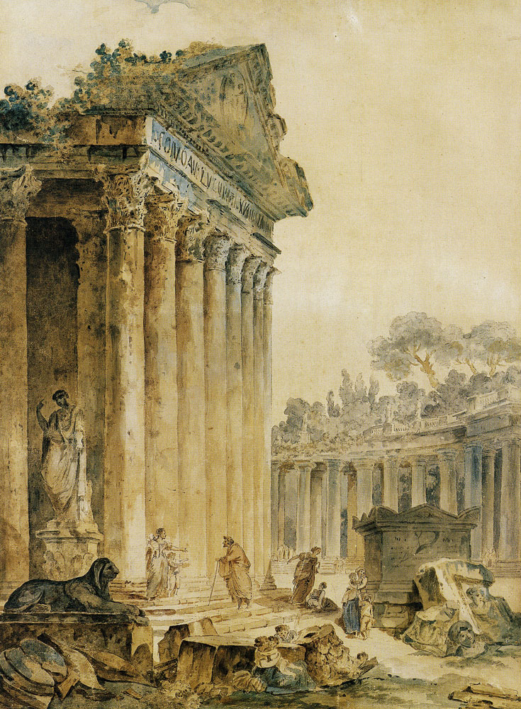 Hubert Robert - Capriccio with an Ancient Temple