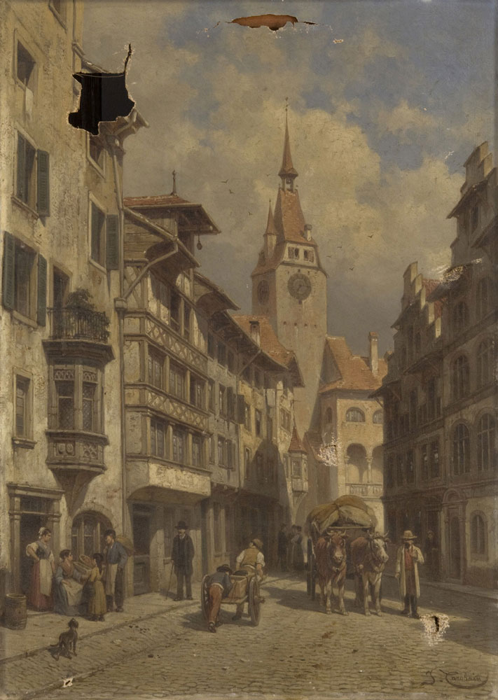 Jacques François Carabain - Street scene in Zug, Switzerland