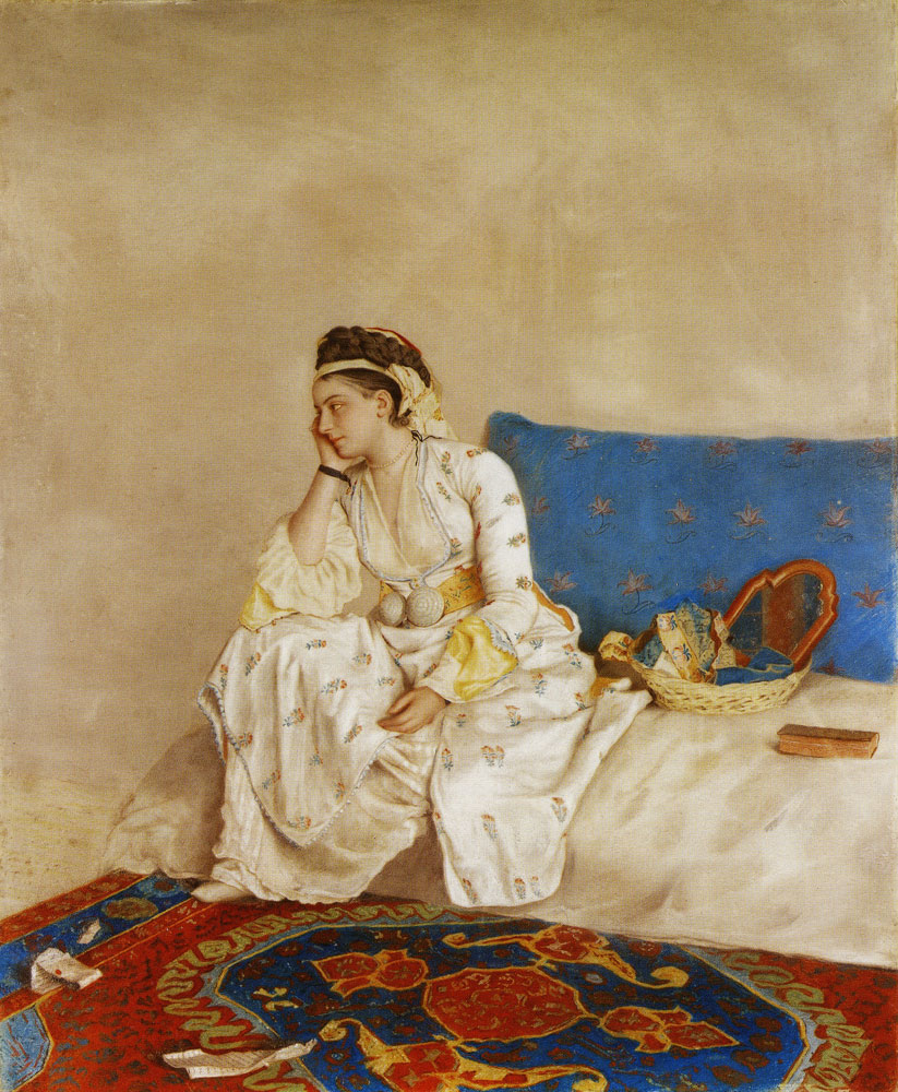 Jean-Etienne Liotard - Woman in Turkish Dress, Seated on a Sofa