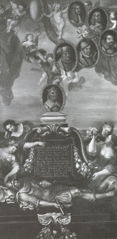 Jürgen Ovens - The Tomb of Count Dietrich the fortunate of Oldenburg with a Family Tree of the Dukes of Gottorf