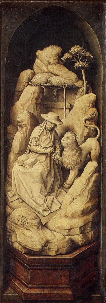 Workshop of Rogier van der Weyden - Left wing of the Sforza Triptych, closed