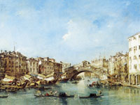 Francesco Guardi The Grand Canal with the Riva del Vin and the Rialto Bridge in Venice