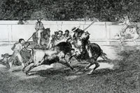 Francisco Goya La Tauromaquia, No. 28: The Forceful Rendon Stabs the Bull with the Pica