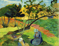 Paul Gauguin Landscape with Two Breton Women