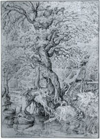Copy after Pieter Bruegel the Elder - Stream with angler