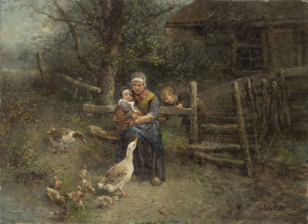 Johan Mari Henri ten Kate - Mother and two children with geese