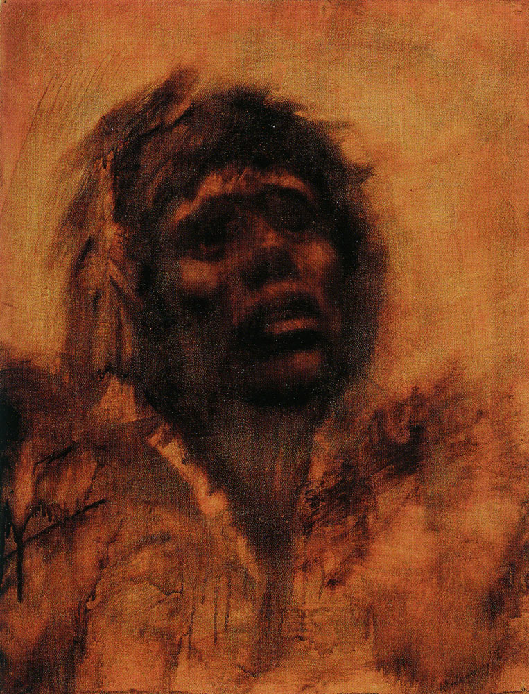 László Mednyánszky - The Study of the Head of a Tramp (Wounded)