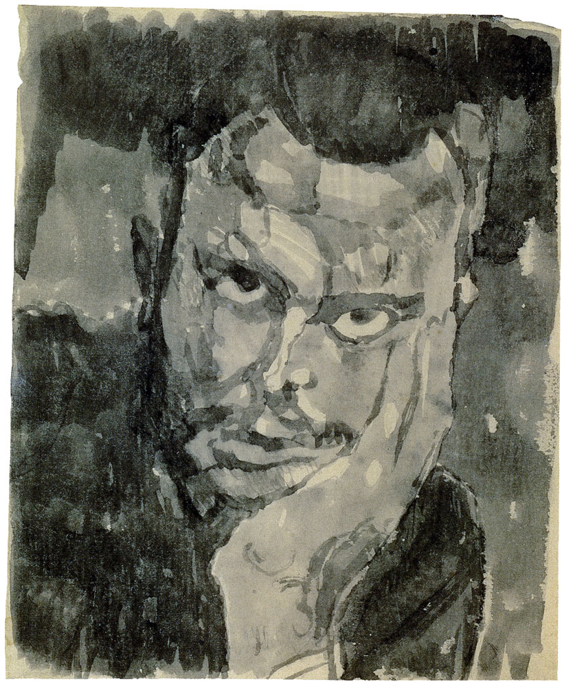 Paul Klee - Self-portrait full face, resting head in hand