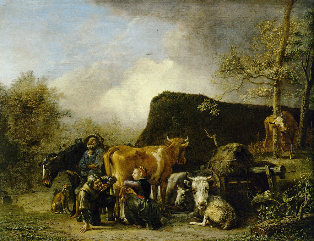 Paulus Potter - Woman Milking a Cow