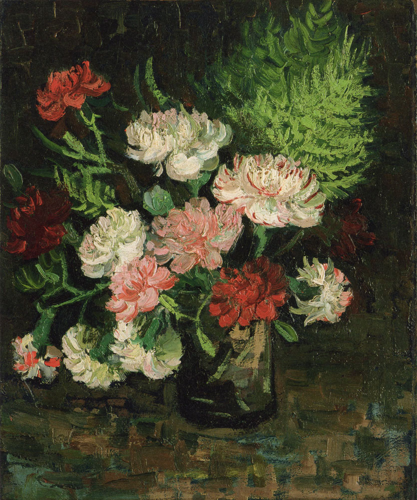 Vincent van Gogh - Glass with white, pink, and red carnations