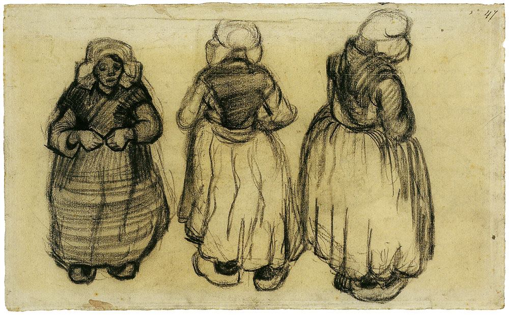 Vincent van Gogh - Three studies of a woman with a shawl
