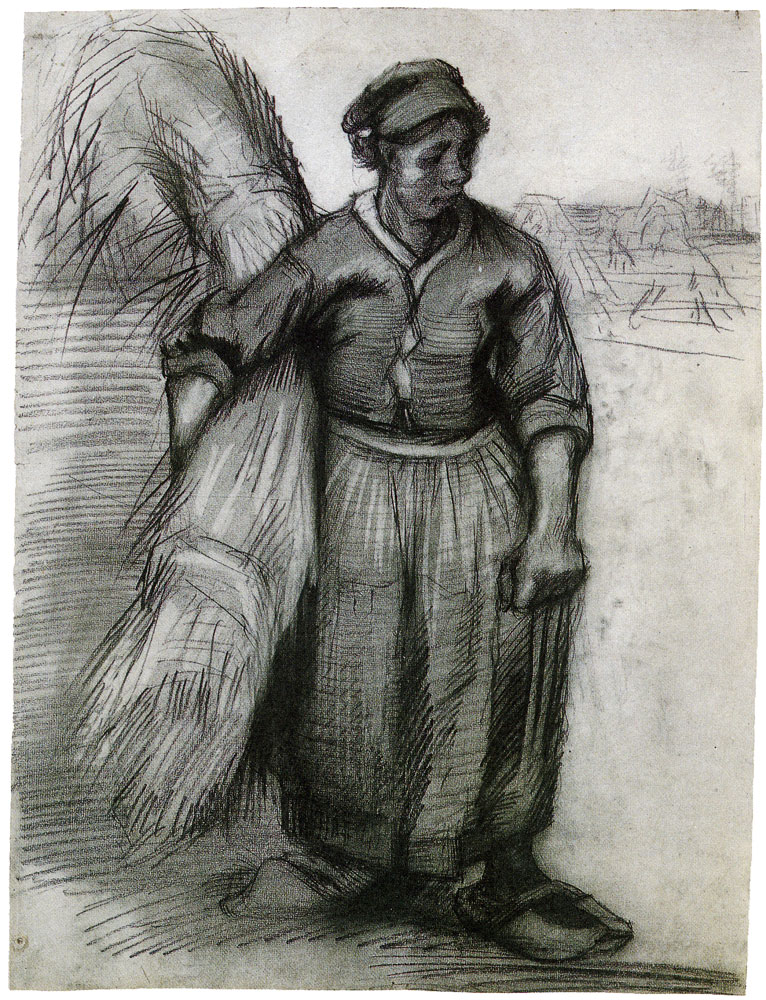 Vincent van Gogh - Peasant Woman, Carrying a Sheaf of Grain