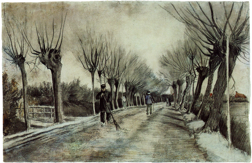Vincent van Gogh - Road with Pollard Willows and Man with Broom