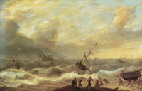 Adam Willaerts Stormy sea with ships