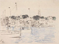 Childe Hassam Cat boats, Newport harbor